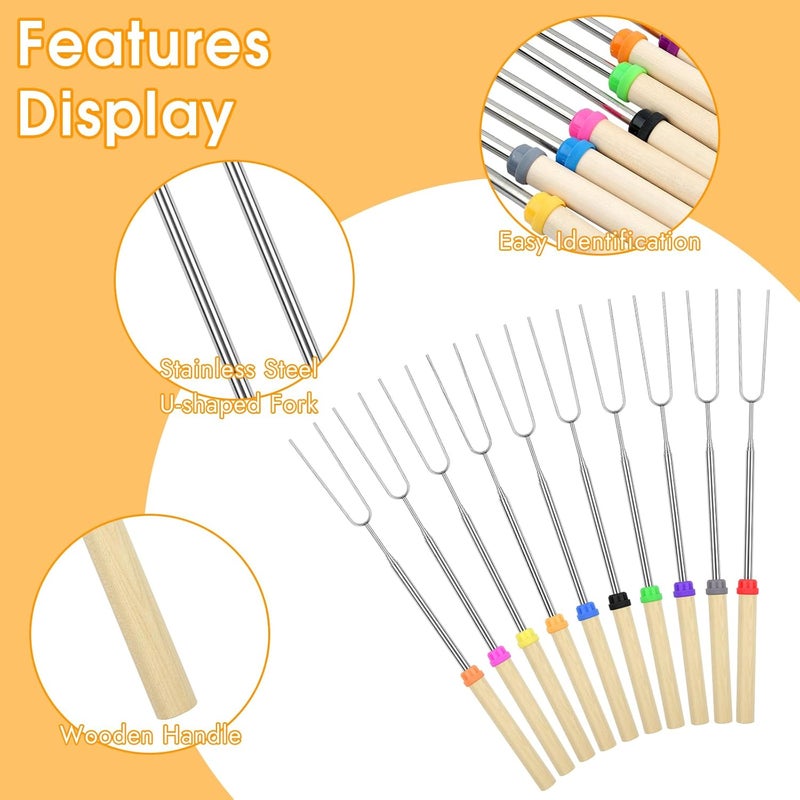 Opvixi 10 Pack Extendable Marshmallow Roasting Sticks - Image 2